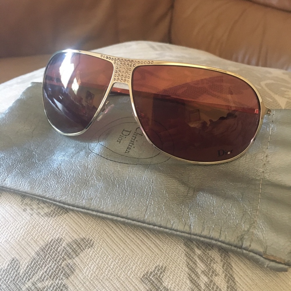 💯Auth Dior Aviator Rhinestone Sunglasses